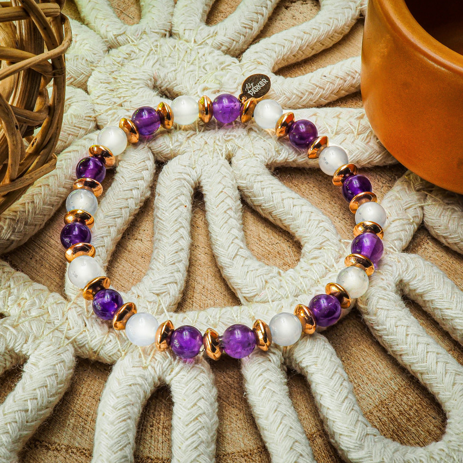 "Bonne Nuit" - Améthyste & Quartz Rose