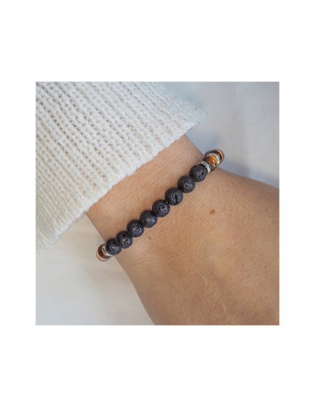 "Motivé , Motivé" - Oeil de tigre & Pierre de lave