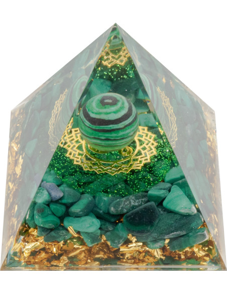 Pyramide Orgonite "Malacha" - 6x6cm