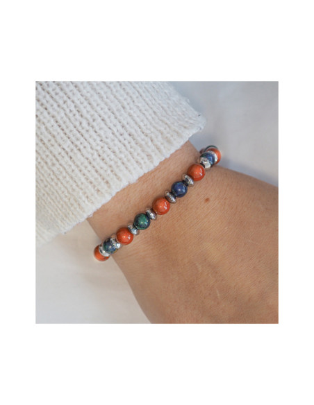 "Sixème Sens" - Azurite & Jaspe rouge