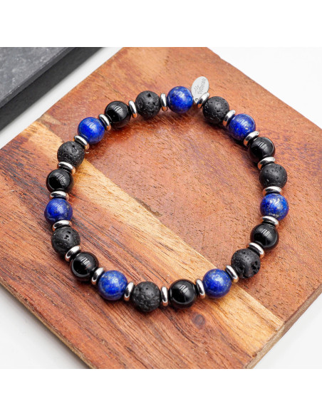 "Force tranquille" - Lapis Lazuli - Tourmaline noire - Pierre de Lave