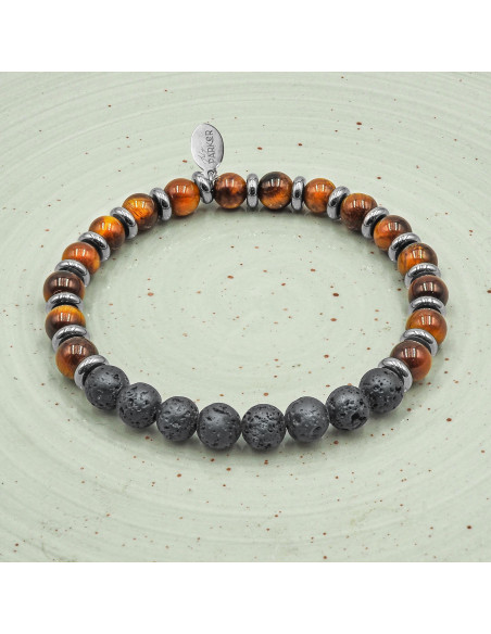 "Motivé , Motivé" - Oeil de tigre & Pierre de lave