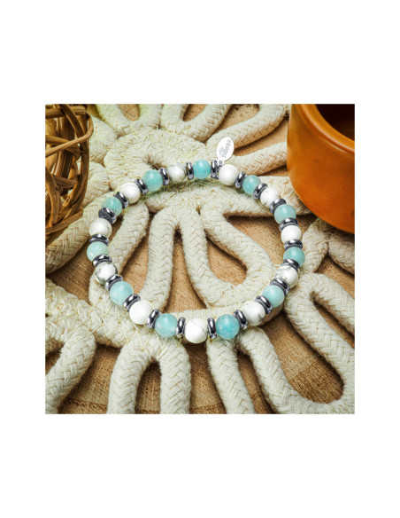"Zen Attitude" - Aigue Marine & Howlite Blanche