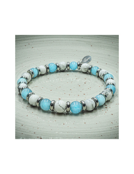 "Zen Attitude" - Aigue Marine & Howlite Blanche