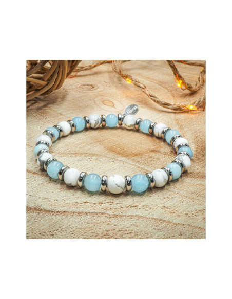"Zen Attitude" - Aigue Marine & Howlite Blanche